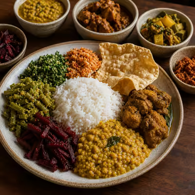 Traditional Sri Lankan dishes served in bowls
